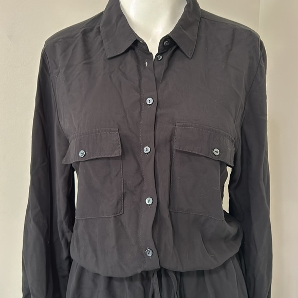 L Space Amelia Mini Dress Black Tie Waist Button Front Long Sleeve Sz XS - Picture 4 of 12